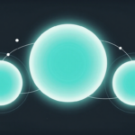 Abstract aqua-tech illustration of AI working memory and privacy-aware context layers for business assistants.
