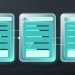 Abstract aqua editorial graphic showing agent evaluation workflows