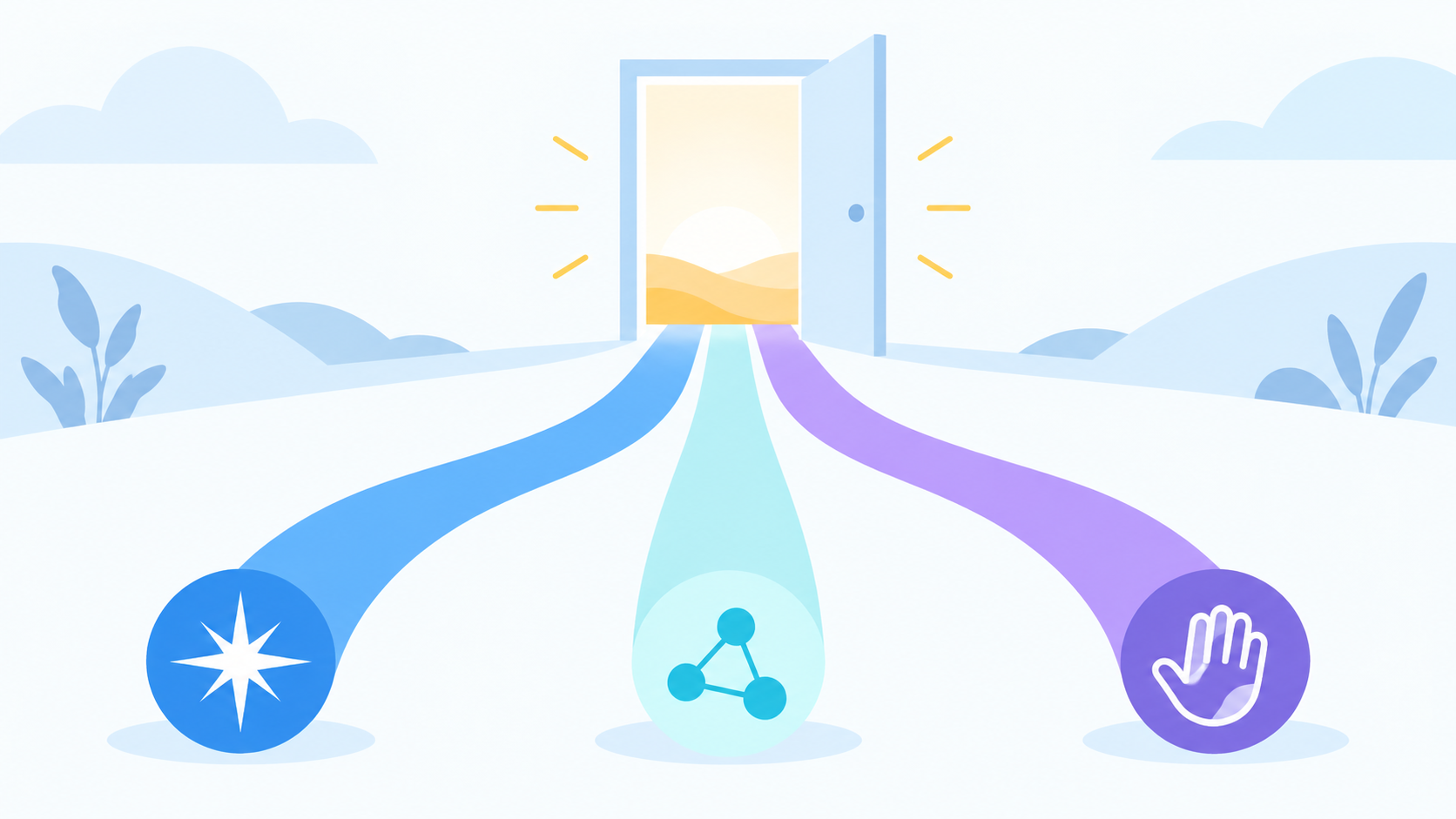 AI accessibility design showing equal optional routes to support